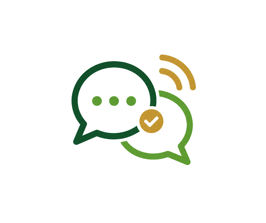 Balões de conversa com sinal de confirmação